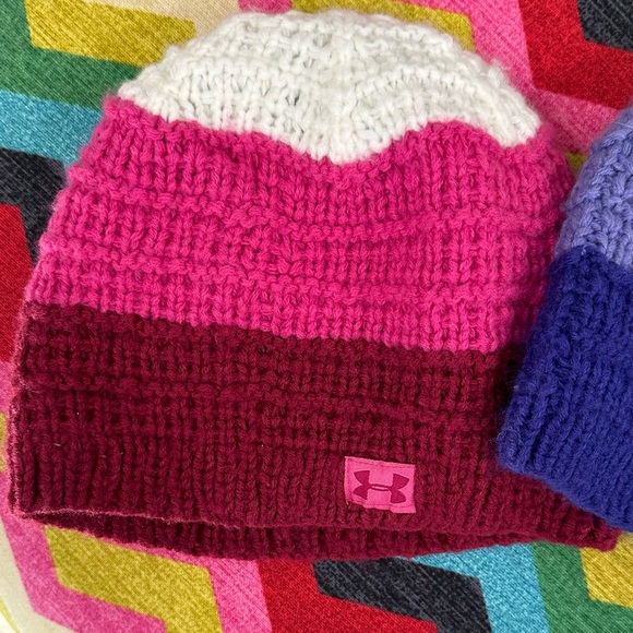 (2) Under Armour Stria Beanie Purple Pink Mesh Lining Cozy Warm - Picture 7 of 11